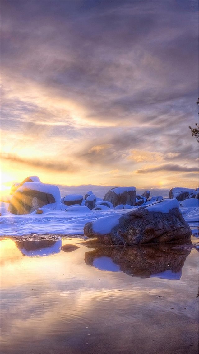 Nature Icy Stone Rock Beach Skyview iPhone 8 wallpaper 