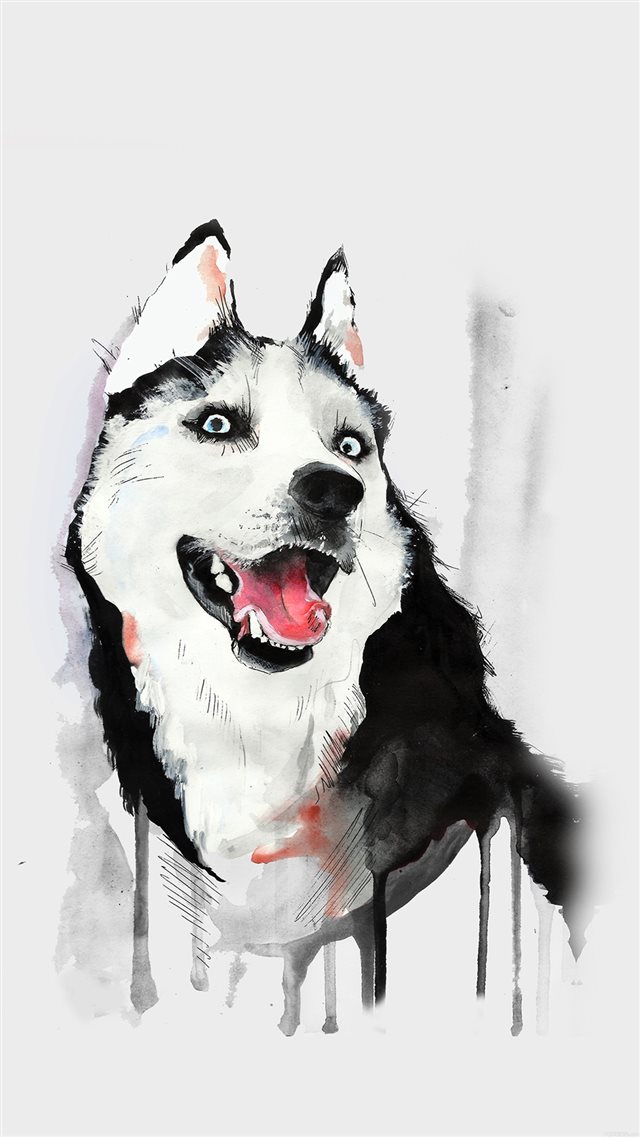 Husky Dog Watercolor Illustration iPhone 8 wallpaper 