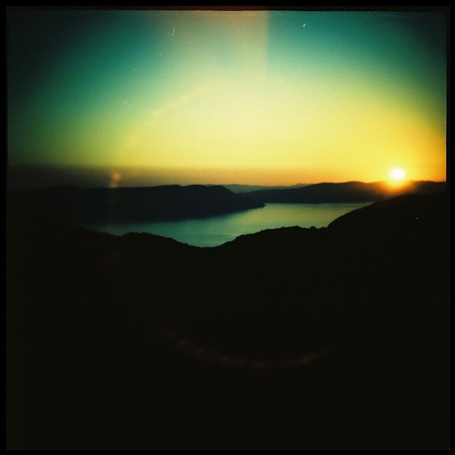 Mountains  Lake Dusk Sunlight Flare Bokeh iPad wallpaper 