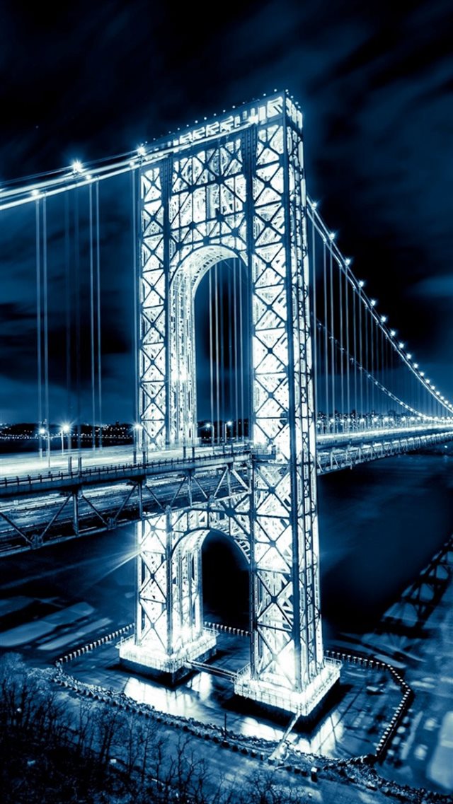 Night Shiny Long Bridge Nature Landscape iPhone 8 wallpaper 