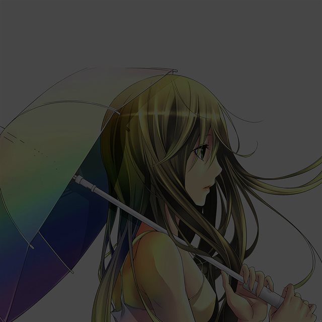 Umbrella Girl Dark Anime Illust Art iPad wallpaper 