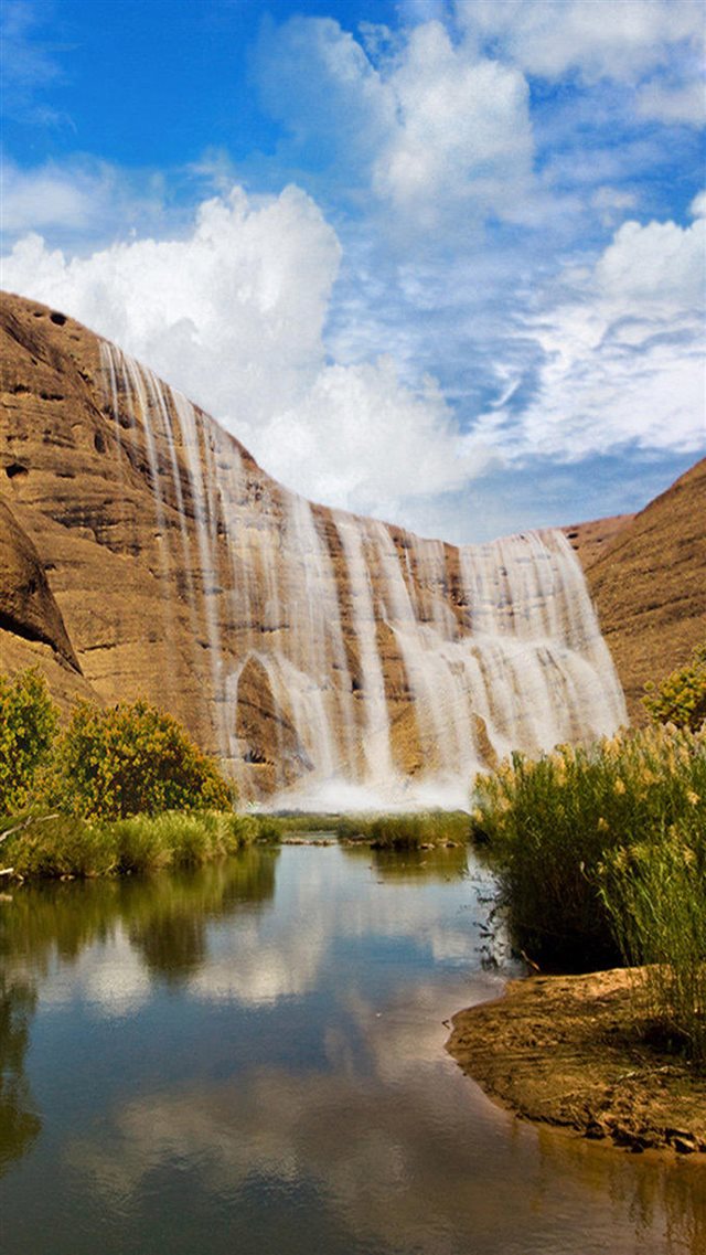 Nature Rock Waterfall Scenery iPhone 8 wallpaper 