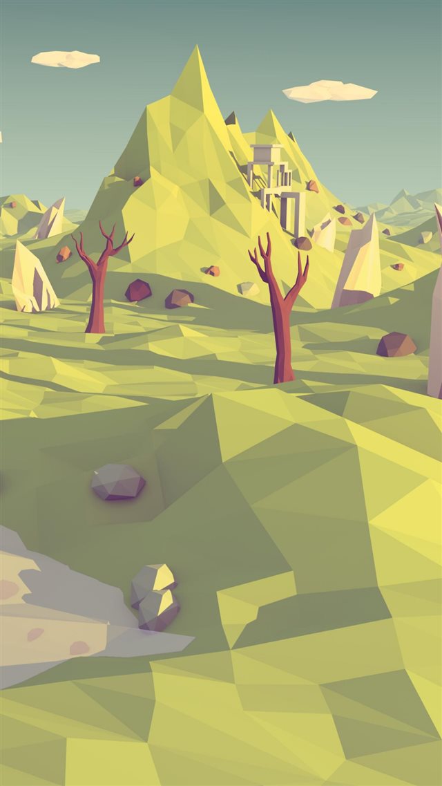 Funny Polygon Mountain Landscape Illustration Art iPhone 8 wallpaper 