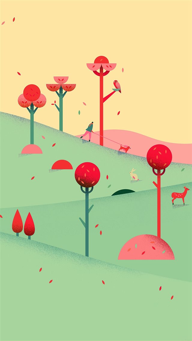 Google Lollipop September Fall Mountain Animals iPhone 8 wallpaper 