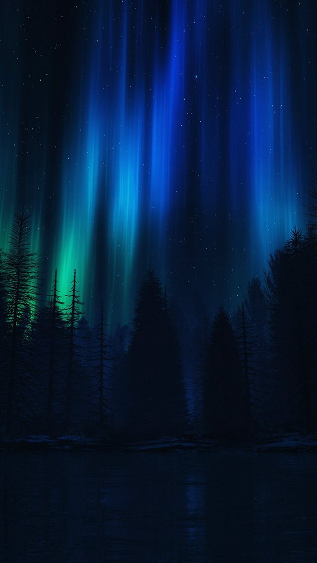 Aurora Night Sky Dark Blue Nature Art iPhone 8 wallpaper 