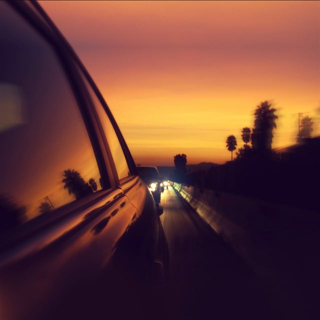 Drive Way Sunset City Highway Car iPad wallpaper 