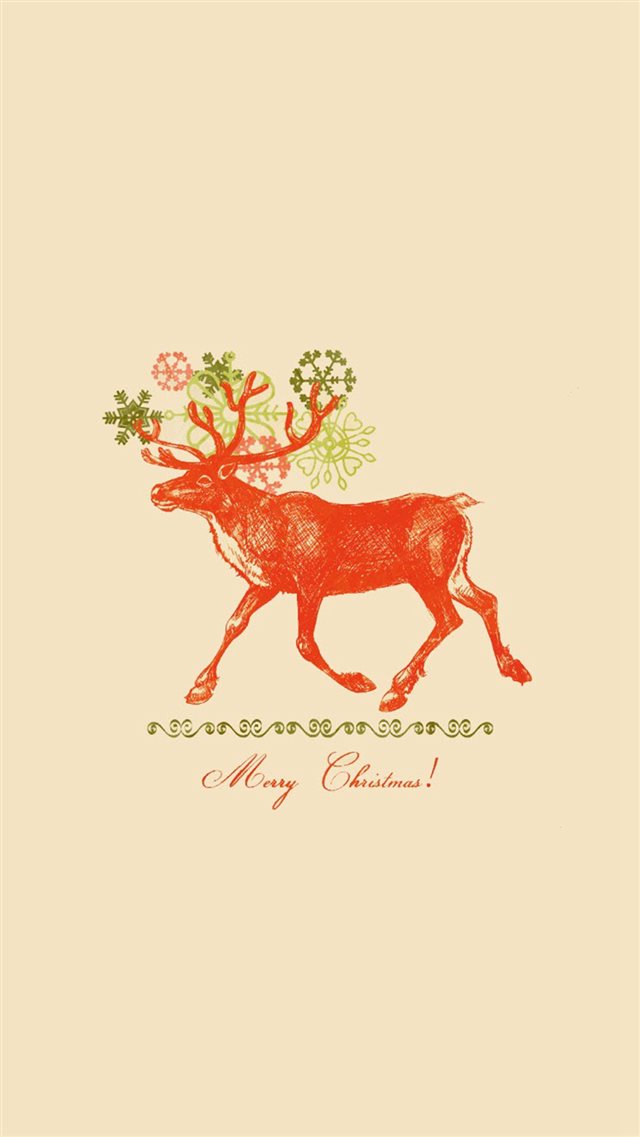 Merry Christmas Vintage Reindeer Illustration iPhone 8 wallpaper 