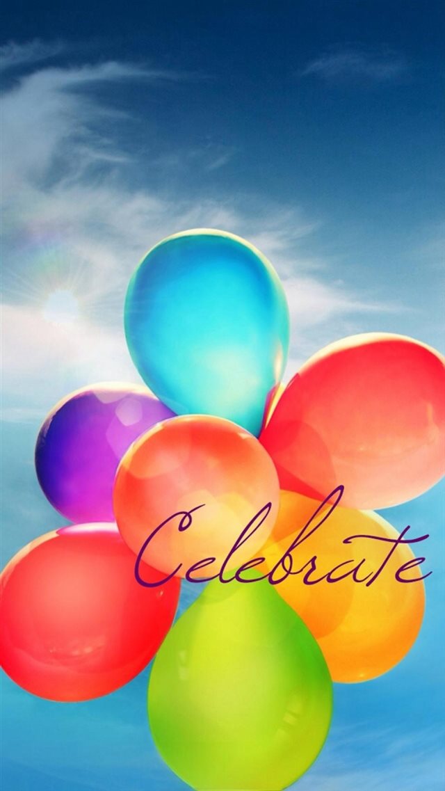 Colorful Balloons Bunch Flying Sunny Sky iPhone 8 wallpaper 
