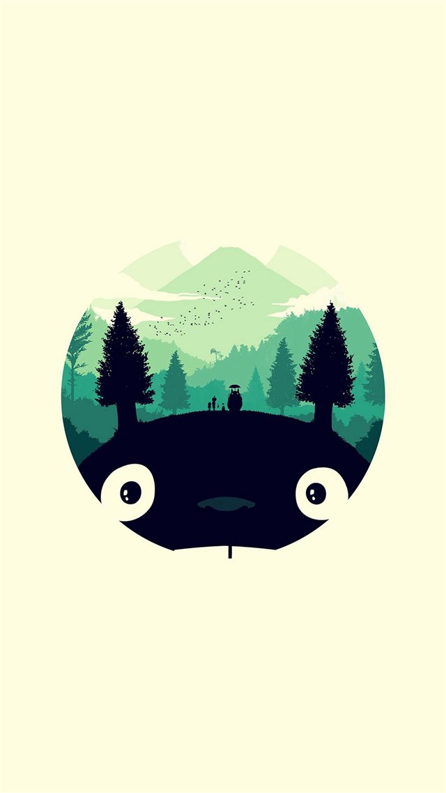Totoro Art Illust Simple Cute iPhone 8 wallpaper 