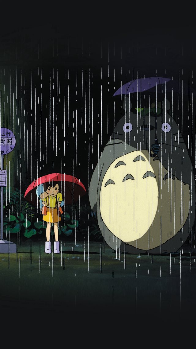 My Neighbor Totoro Art Illust Rain Anime iPhone 8 wallpaper 
