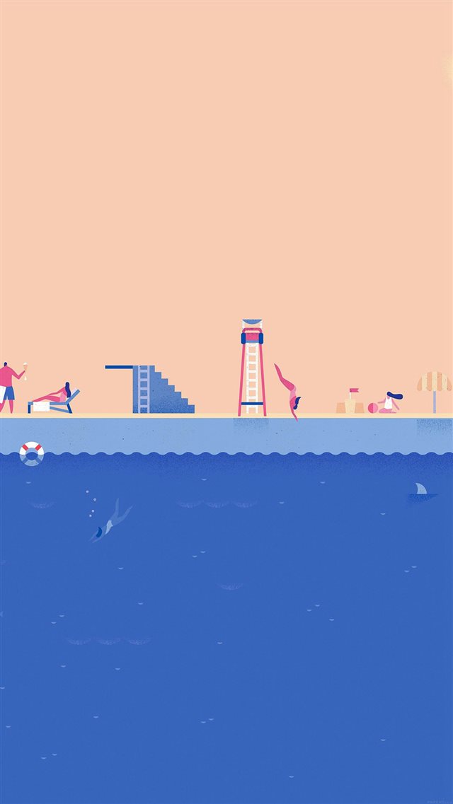 Google Lollipop June Blue Swim Illust Art iPhone 8 wallpaper 