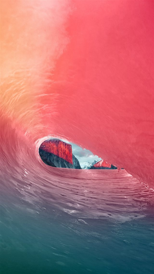 Apple Osx Yosemite Wave Red Rainbow Sea Blue iPhone 8 wallpaper 
