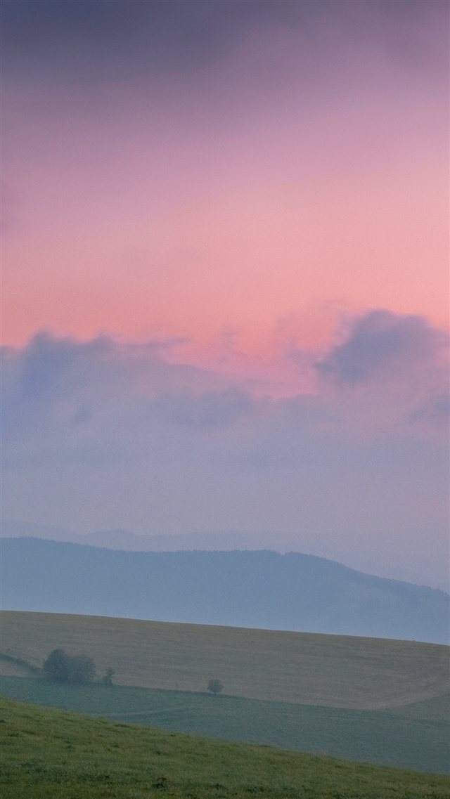 Sky Pink Nature Mountain Morning iPhone 8 wallpaper 