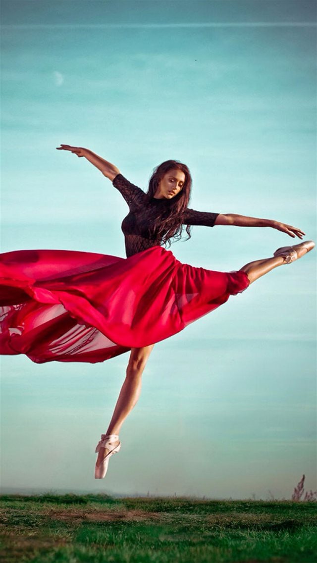 Ballet Dancer Red Dress  iPhone 8 wallpaper 