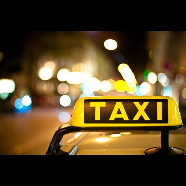 Nature Night Taxi Busy Street Scene iPad wallpaper 