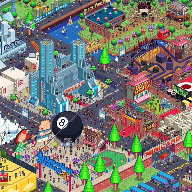 Pixel Art City By Army Of Trolls iPad wallpaper 