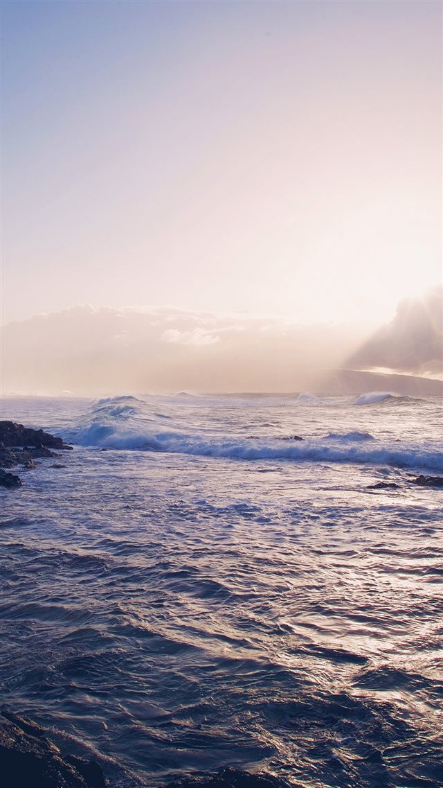 Sea Ocean Rock Nature Wave Sky iPhone 8 wallpaper 
