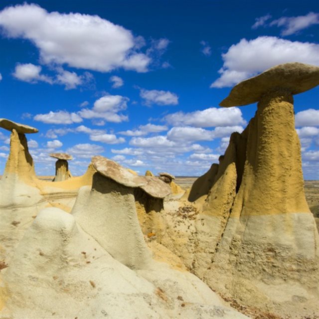 Giant Desert Rock Mushrooms iPad wallpaper 