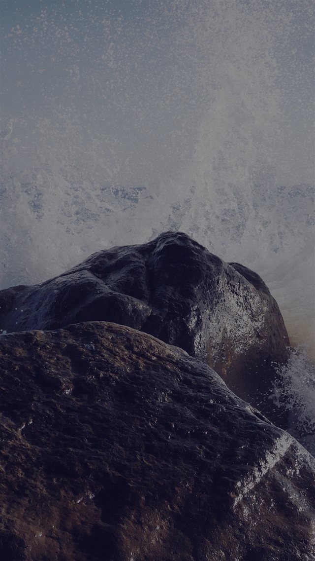 Sea Wave Rock Beach Dark Nature iPhone 8 wallpaper 