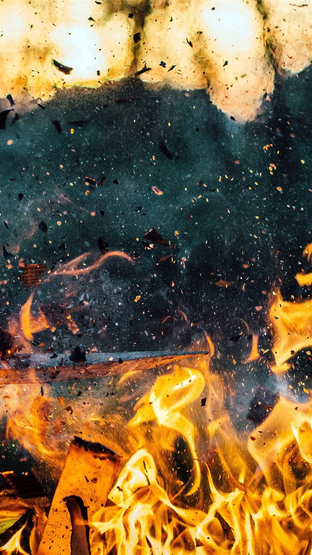 Wood Explosion Fire Art iPhone 8 wallpaper 