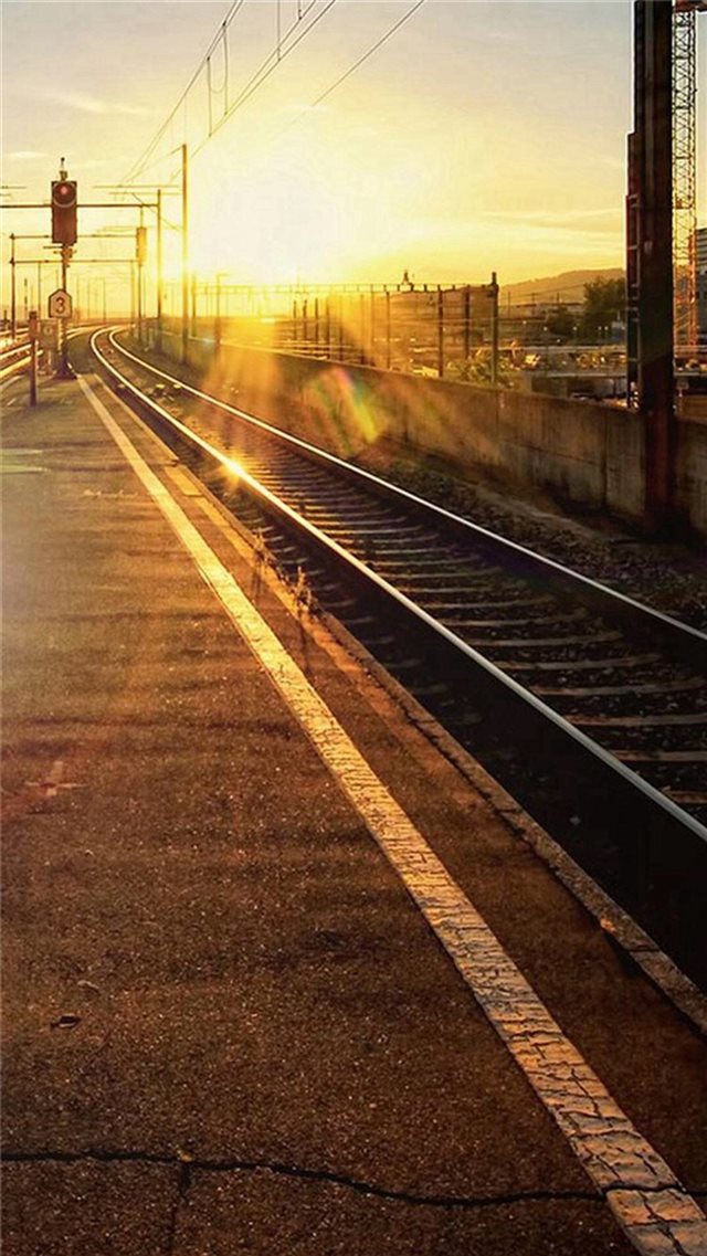 Sunset Railway Landscape iPhone 8 wallpaper 