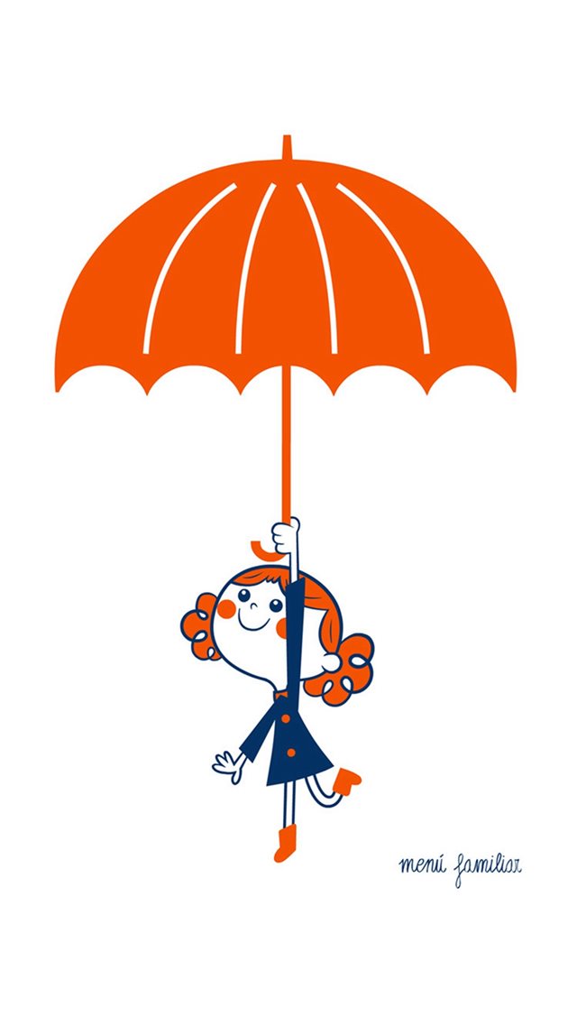 The Little Girl Cartoon Umbrella iPhone 8 wallpaper 