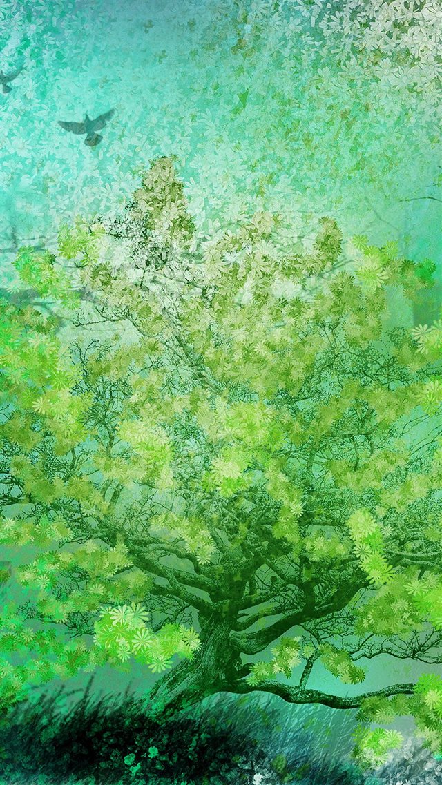 Flower Spring Art Green Illust Happy iPhone 8 wallpaper 