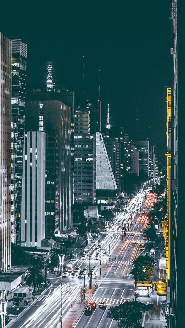 City Night View Urban Street iPhone 8 wallpaper 