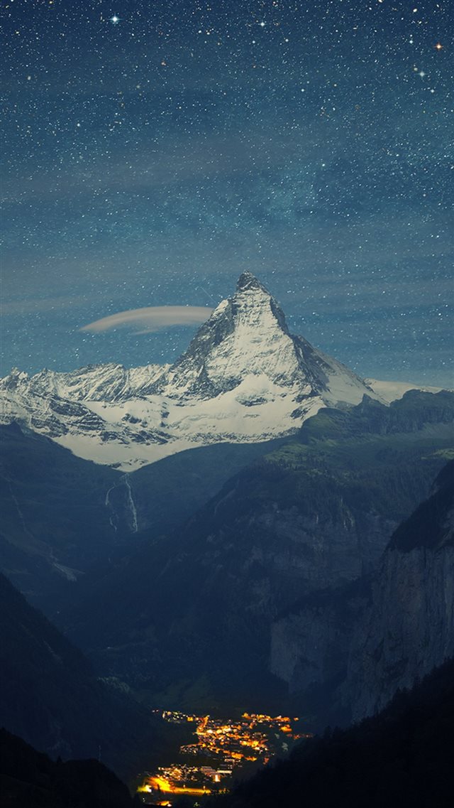 Matterhorn Mountain Switzerland Blue Night  iPhone 8 wallpaper 