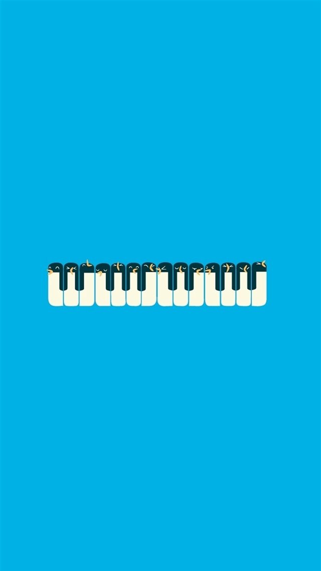 Penguins Piano Minimal Illustration iPhone 8 wallpaper 