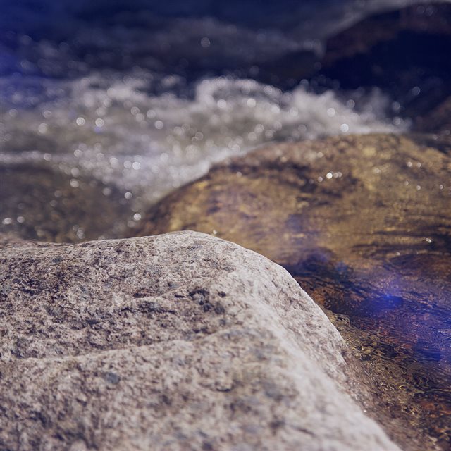 Water Rocks River Nature Bokeh Flare iPad wallpaper 