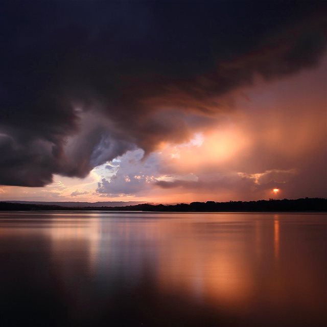 Nature Sky Lake Cloud Sunset Summer Afternoon iPad wallpaper 