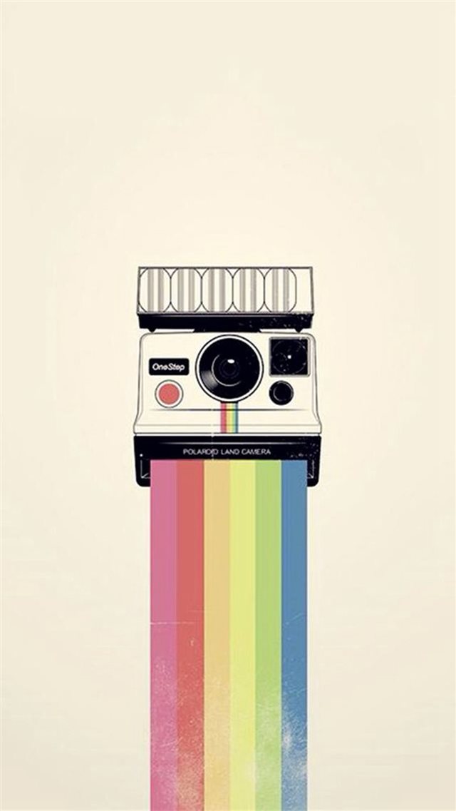 Polaroid Camera Colorful Rainbow Illustration iPhone 8 wallpaper 