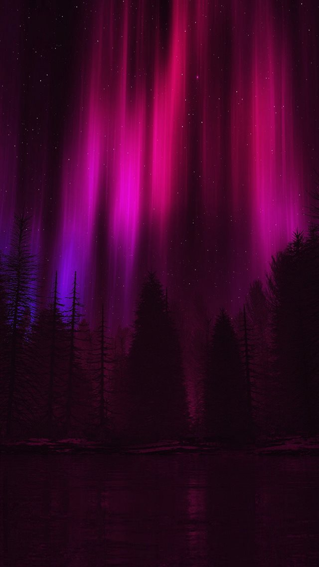 Aurora Night Sky Dark Red Nature Art iPhone 8 wallpaper 