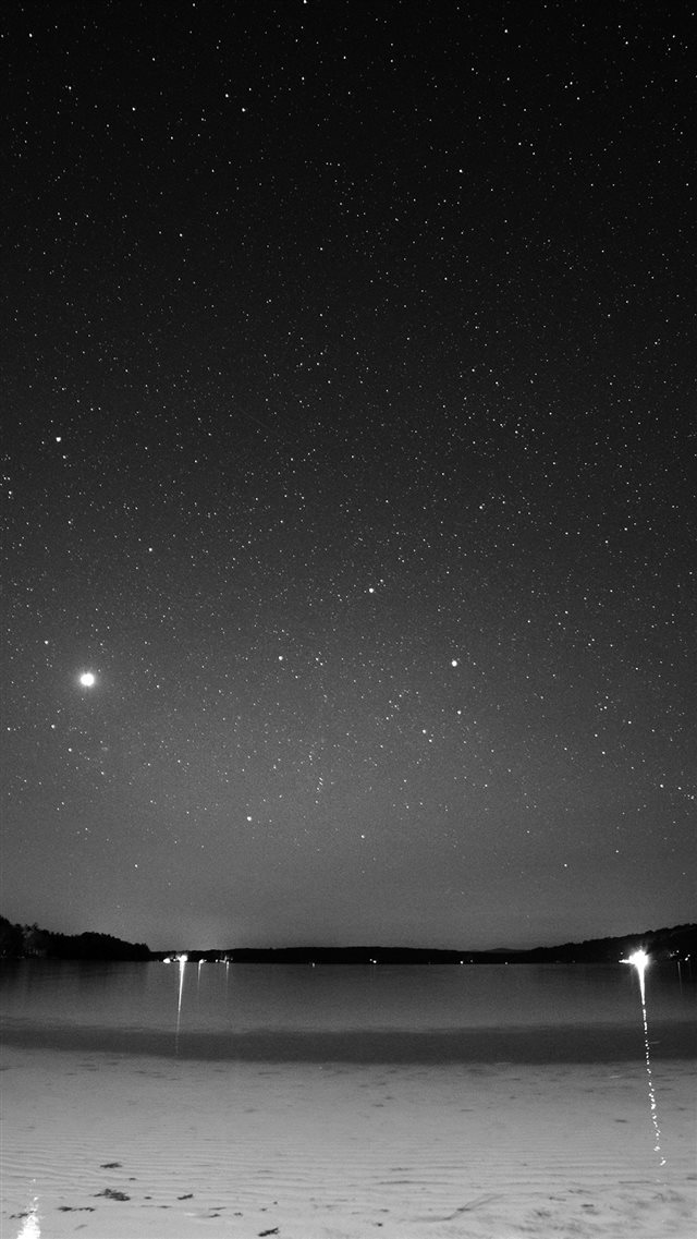 Night Beach Sea Vacation Nature Star Sky Dark Bw iPhone 8 wallpaper 