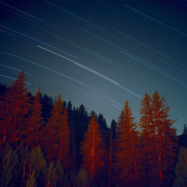 Night Wood Mountain Star Sky Nature iPad wallpaper 