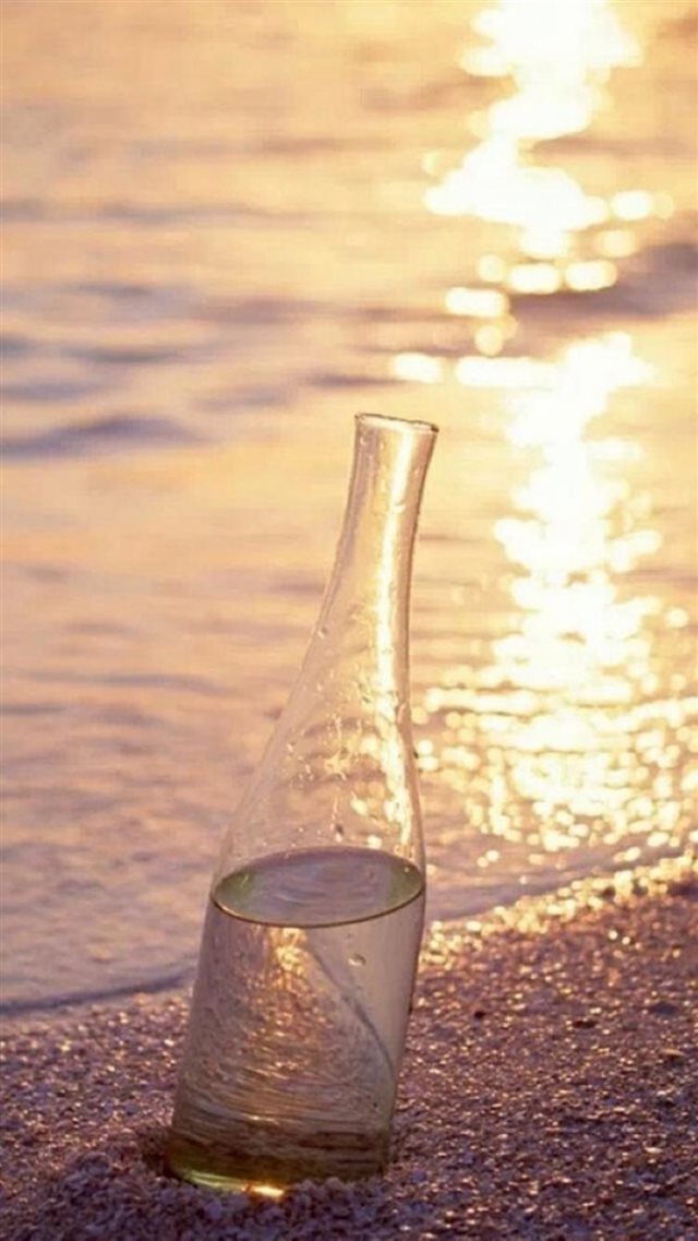 Nature Beach Drifting Bottle Wave Landscape iPhone 8 wallpaper 