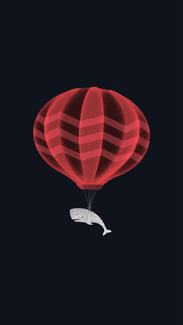 Cute Illustration Whale Balloon Art Dark iPhone 8 wallpaper 
