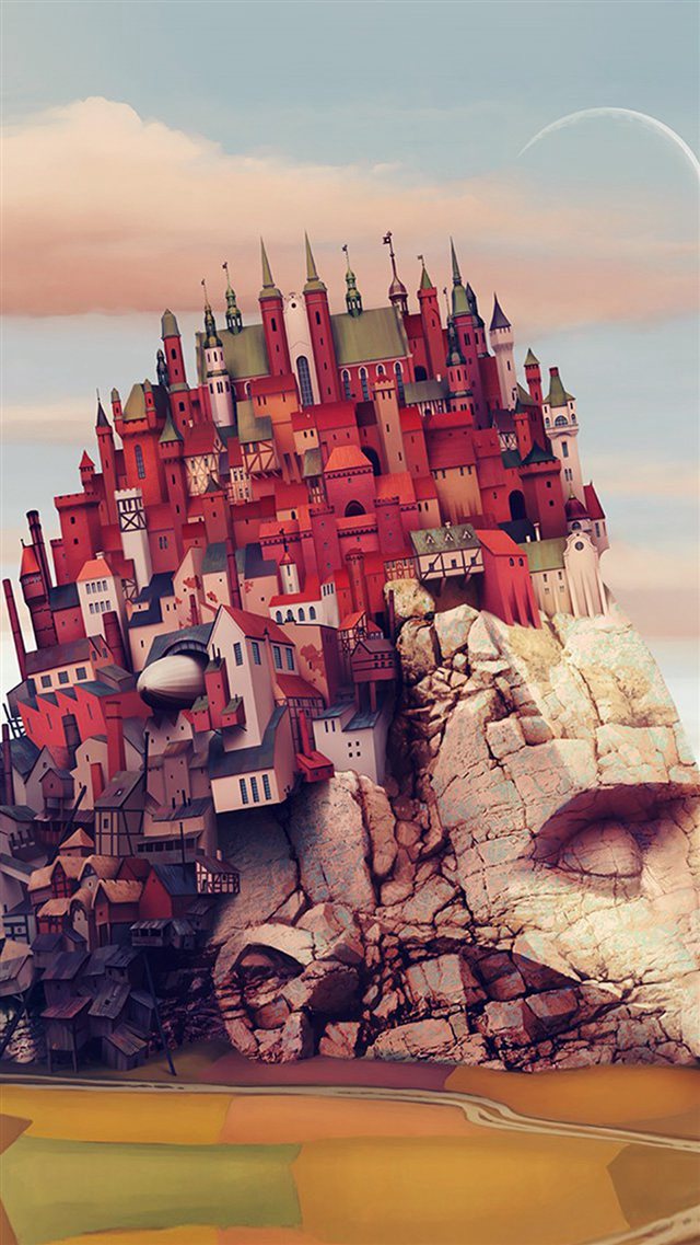 Castle Art Illustraion Mountain Color iPhone 8 wallpaper 