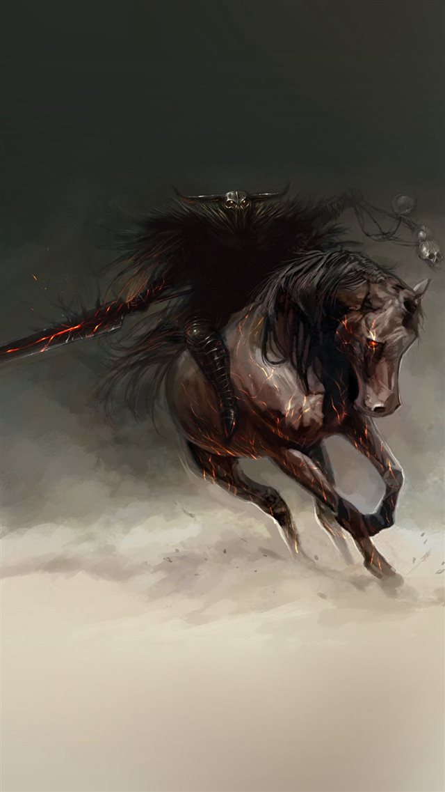 Game Horse Dark Night Paint Art Illustration iPhone 8 wallpaper 