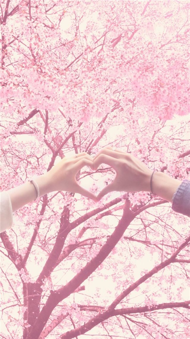 Blossom Love Finger Shape Romantic iPhone 8 wallpaper 