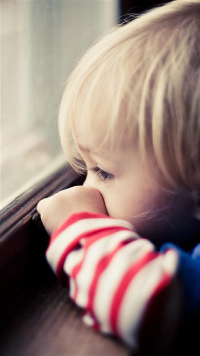 Naive Cute Little Boy Watching Window iPhone 8 wallpaper 