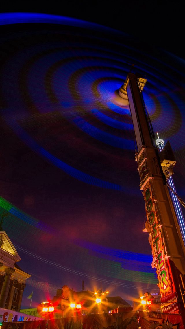 Ferris Wheel Night Light City Color iPhone 8 wallpaper 