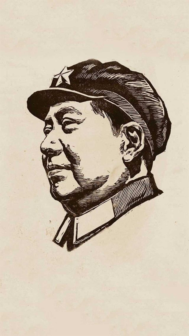 Chinese Revolutionary Leader Portrait Drawn Art iPhone 8 wallpaper 