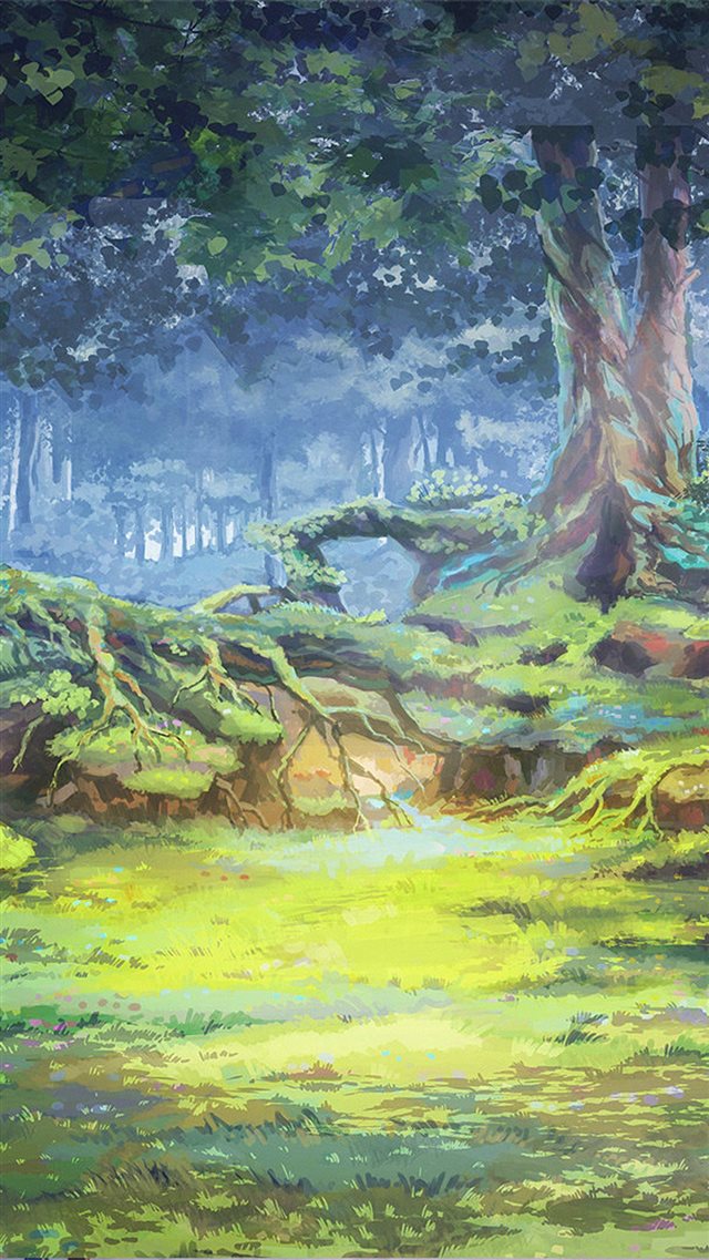 Nature Grove Tree Grassland Illustration Art iPhone 8 wallpaper 