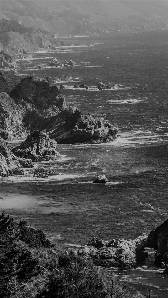 Sea Ocean Rock Nature Mountain Summer Dark Bw iPhone 8 wallpaper 