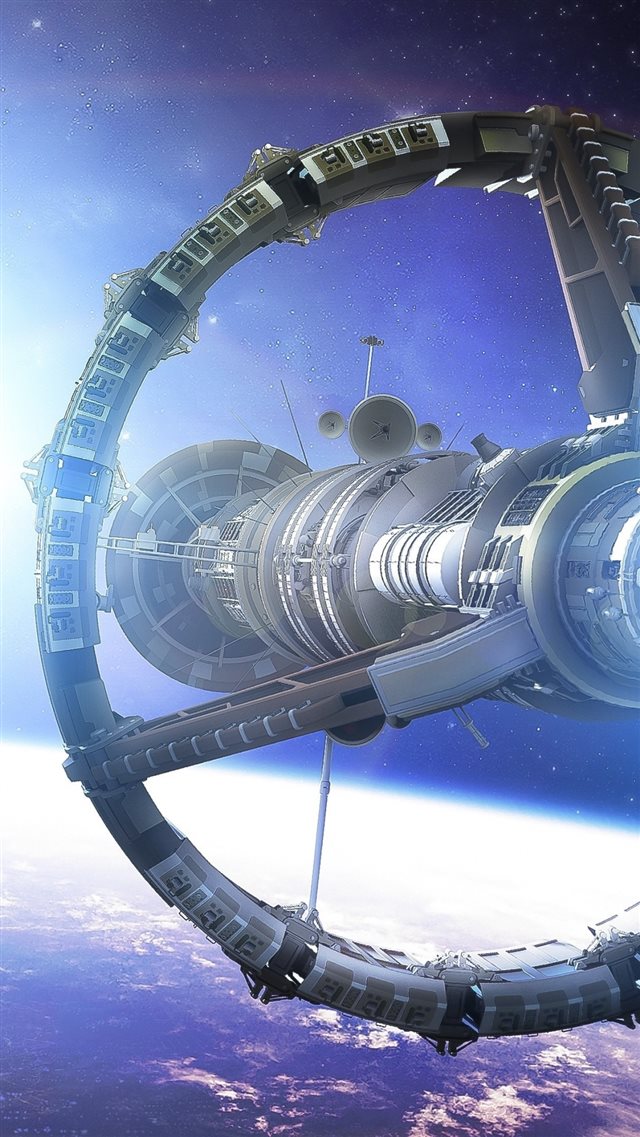 Space Planet Ship Art Star iPhone 8 wallpaper 