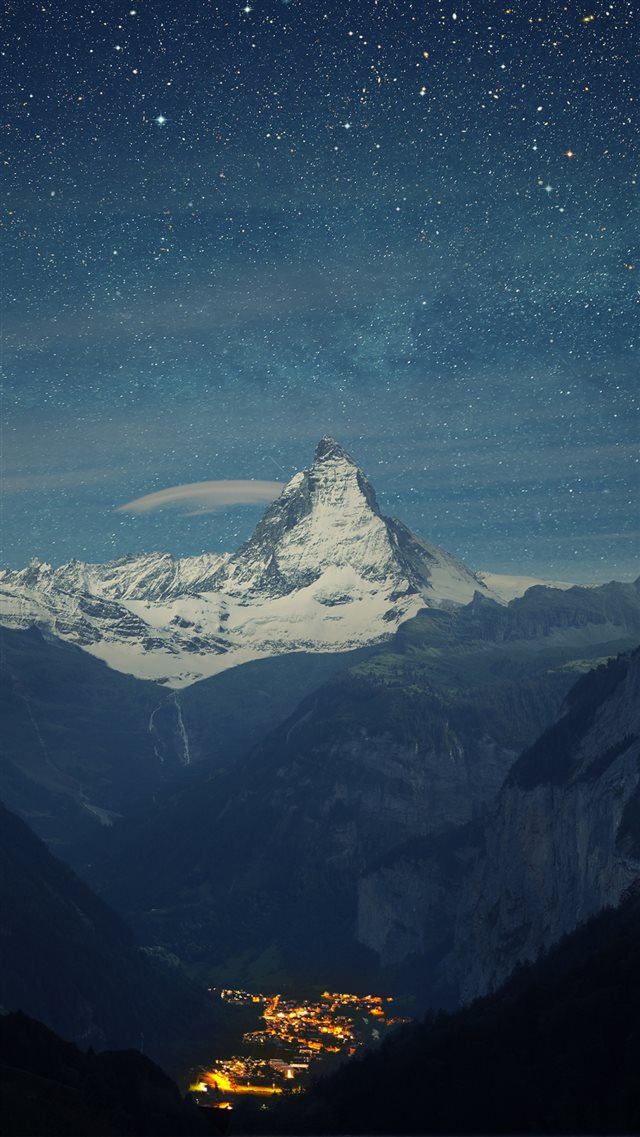 Switzerland Alps Mountains Night Beautiful Landscape iPhone 8 wallpaper 