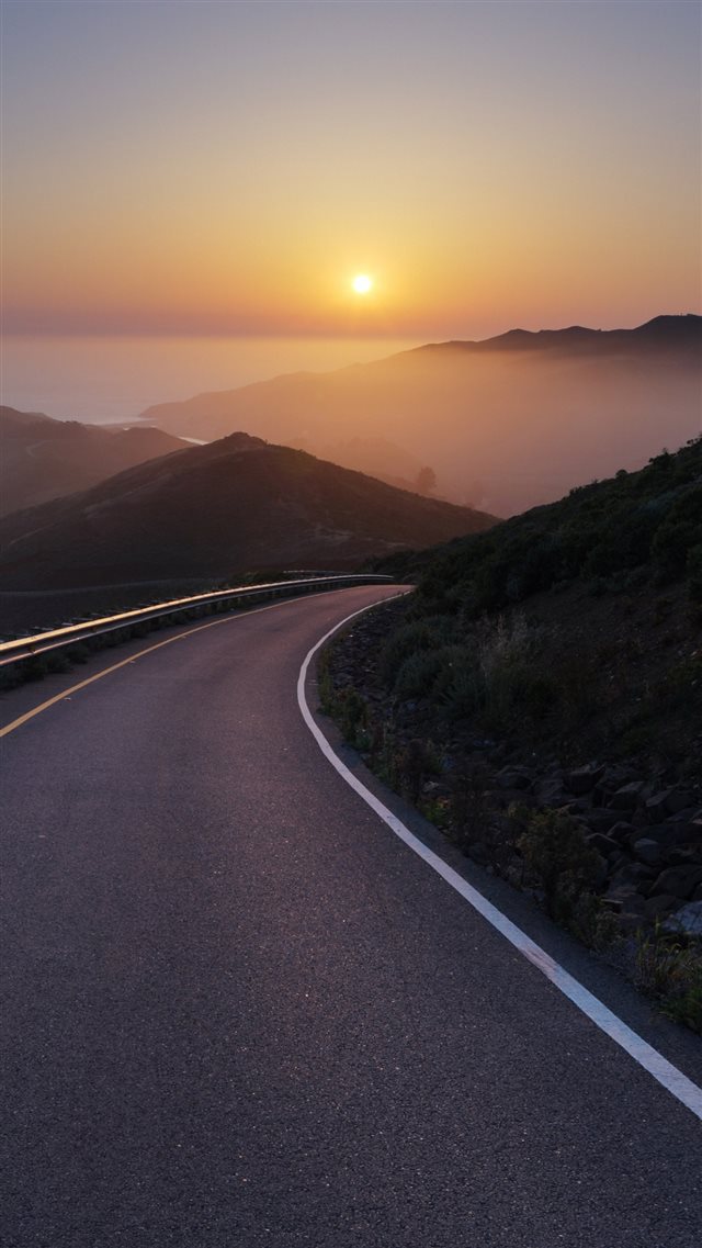 Conzelman Road Sunset Turning Road Sea iPhone 8 wallpaper 
