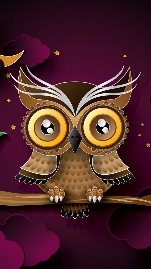 Owl Bird Art Branch iPhone 8 wallpaper 